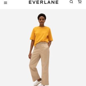 Everlane, The Easy Pant, khaki, wide legged elastic waist pant